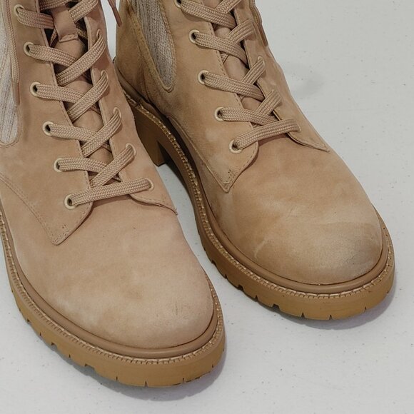 Sam Edelman Lydell Combat Boot Leather Beige Suede Leather / Knit Uppers Size 10 - Picture 4 of 11